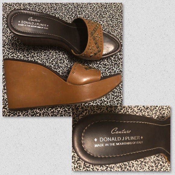 DP Couture Leather Brnz Studded Wedge sandal - Picture 4 of 10